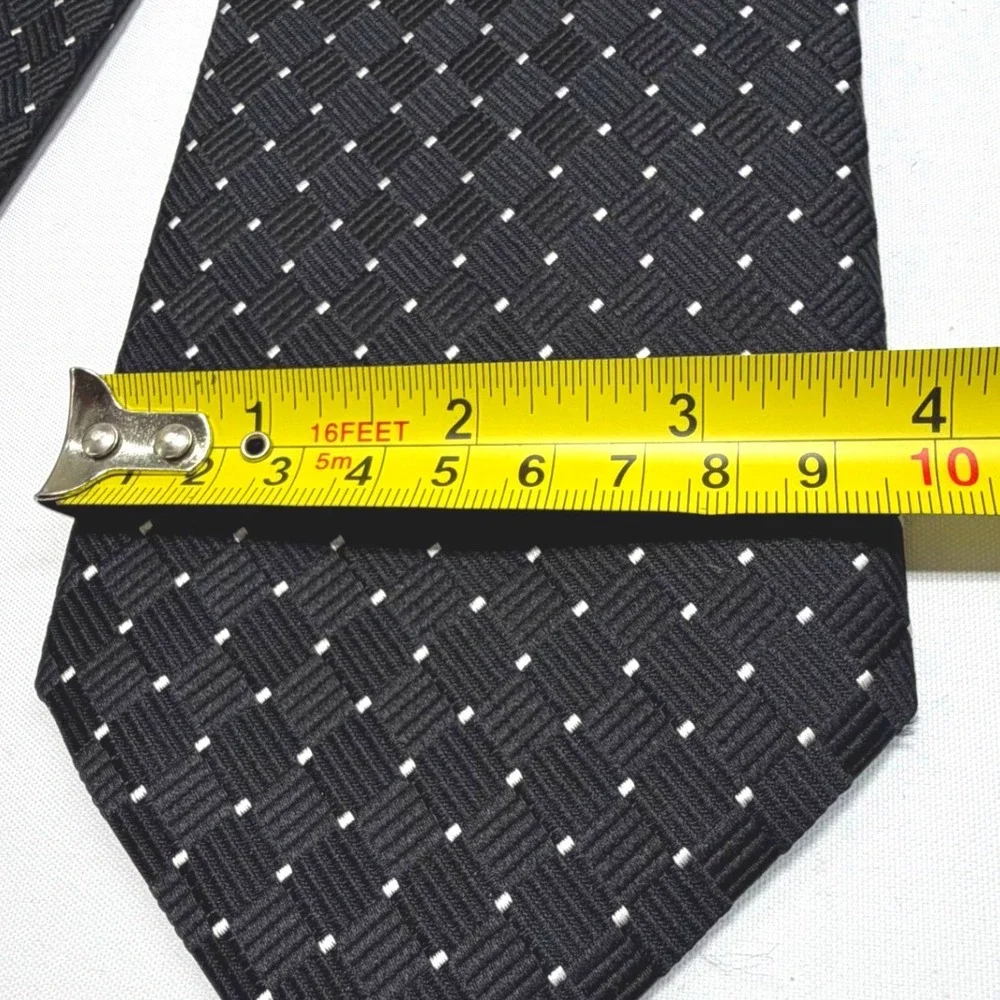 Daniel Cremieux Black Silk‎ Necktie White Micro Dot Textured Classic Width